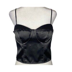 OLSENBOYE Women Corset Tank Top Y2K Sleeveless Sz 9 Black Casual Party 77-9